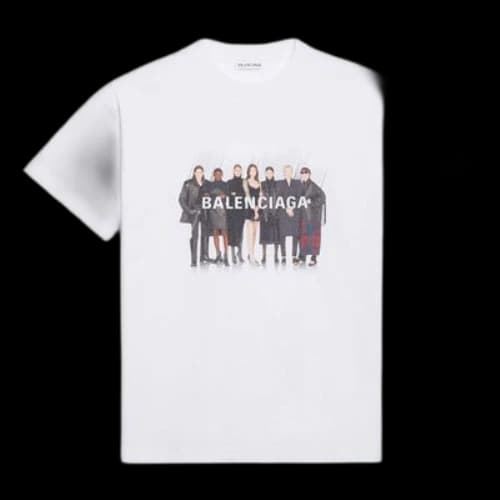 Balenciaga Band Portrait Printing Logo Retro Short Sleeve White
