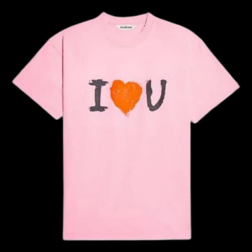 Balenciaga SS21 Alphabet Pattern Printing Short Sleeve Unisex Pink