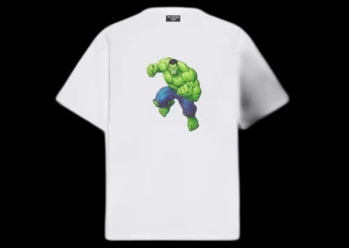 Balenciaga Womens Hulk 2021 MARVEL Medium Fit T-shirt White
