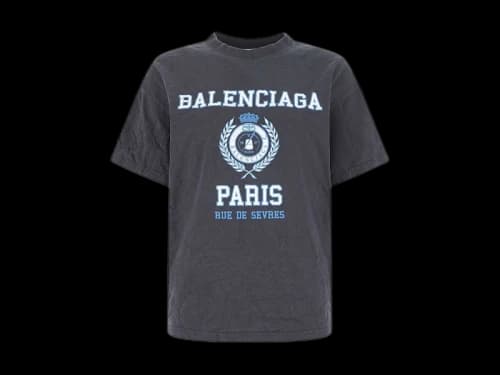 Balenciaga Women's College 1917 Medium Fit T-Shirt Blue