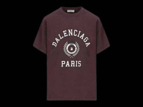Balenciaga Women's College 1917 Medium Fit T-Shirt Burgundy