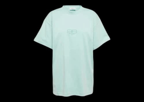Balenciaga BB Paris Icon Cotton T-Shirt Aqua Green