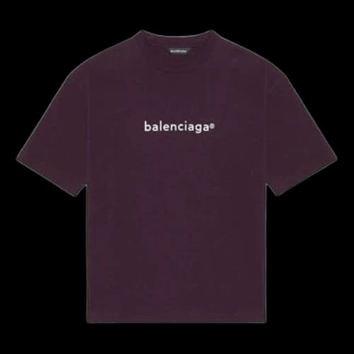 Balenciaga SS21 Chest Logo Round Neck Short Sleeve Purple