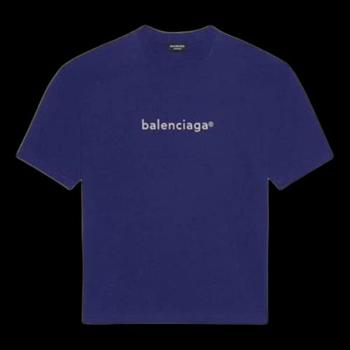 Balenciaga SS21 Logo Printing Alphabet Short Sleeve Blue