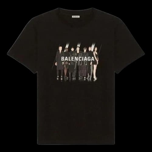 Balenciaga Band Portrait Printing Logo Retro Loose Short Sleeve Unisex Black