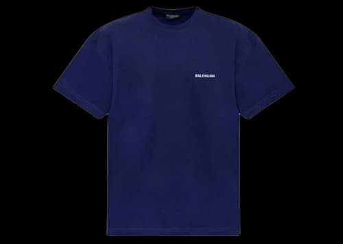 Balenciaga Logo Medium Fit T-Shirt Marine Blue