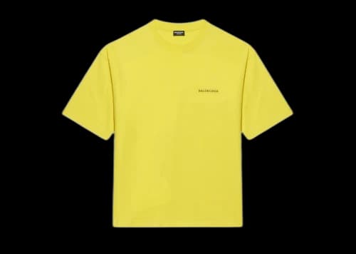 Balenciaga Medium Fit Vintage Logo Print T-Shirt Yellow