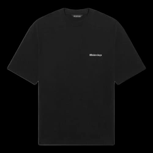 Balenciaga SS21 Solid Color Logo Printing Short Sleeve Black