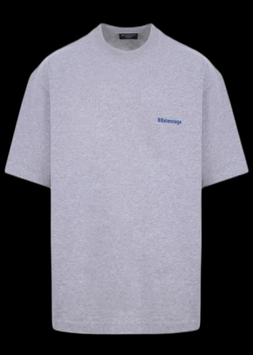Balenciaga BB Text Logo Print Oversized T-shirt Grey/Blue