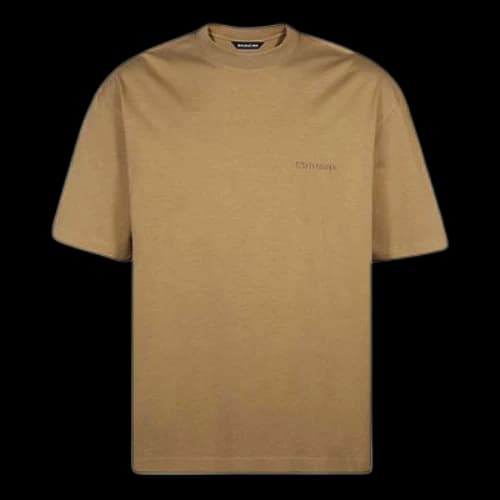 Balenciaga SS21 Loose Round Neck Alphabet Embroidered Logo Short Sleeve Khaki