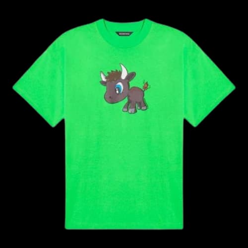 Balenciaga SS21 Small Pattern Cartoon Printing Short Sleeve Unisex Green