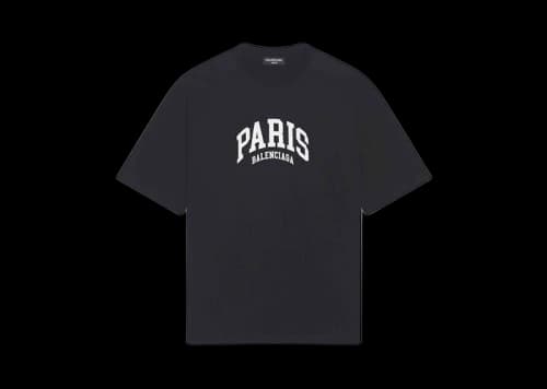 Balenciaga Mens Cities Paris Medium Fit T-shirt Black
