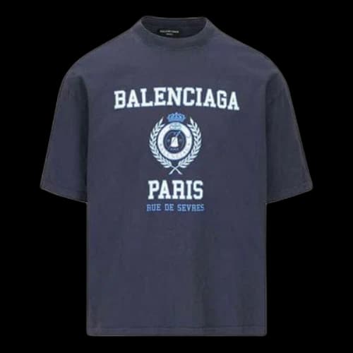 Balenciaga Varsity Logo Short Sleeve T-Shirt 'Navy'