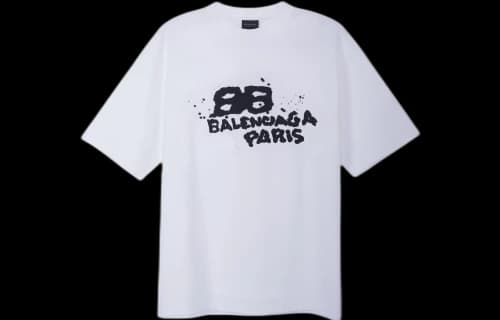 Balenciaga Hand-Drawn BB Icon T-Shirt Medium Fit 'White Black'