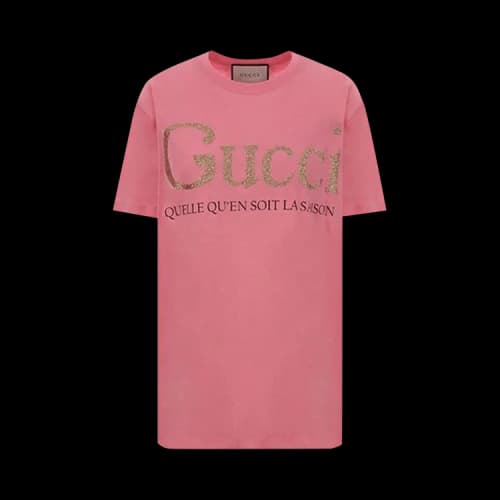 Gucci Bronzing Alphabet Short Sleeve Pink T-Shirt (Women's)