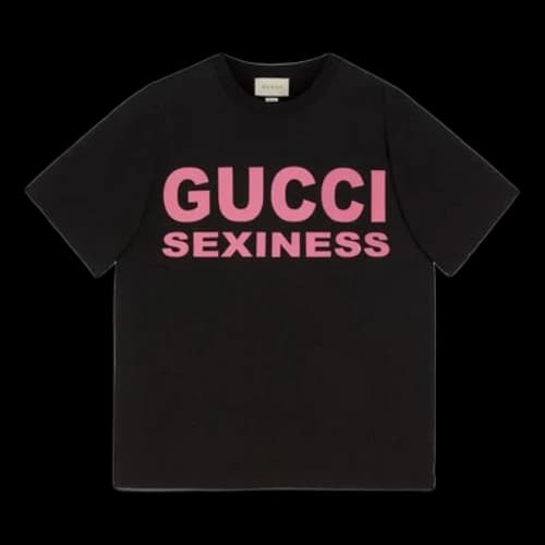 Gucci Pink Alphabet Printing Short Sleeve Black