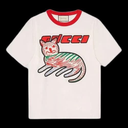 Gucci Cat Print Oversize T-shirt 'off white'