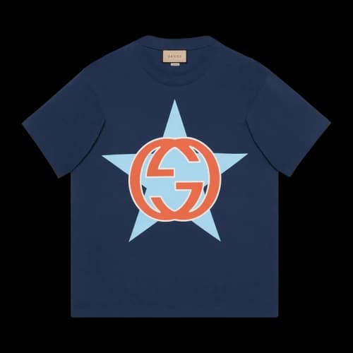 Gucci Interlocking G Star Print Cotton T-Shirt 'Dark Blue'
