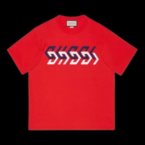 GUCCI SS22 Cotton jersey T-shirt with Gucci mirror print 'Red'