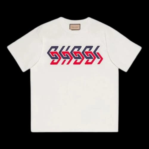 GUCCI Cotton jersey T-shirt with Gucci mirror print 'Ivory'