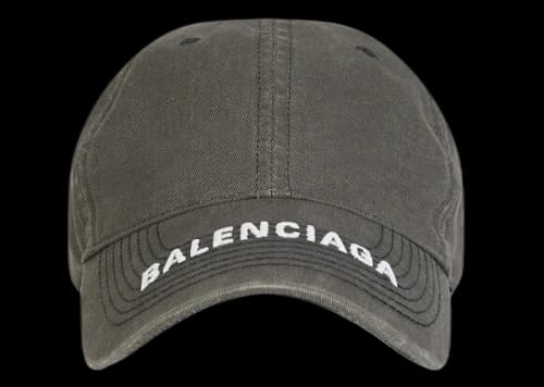 Balenciaga Denim Logo Baseball Velcro Tab Cap Black/White