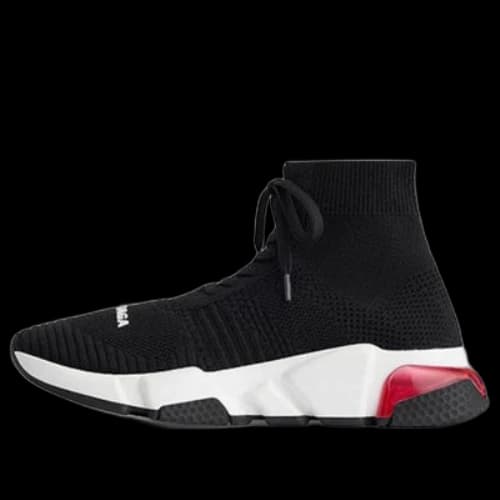 Balenciaga Speed 1.0 Lace Up Sneakers 'Black White with Clear Sole Red' (Women's)