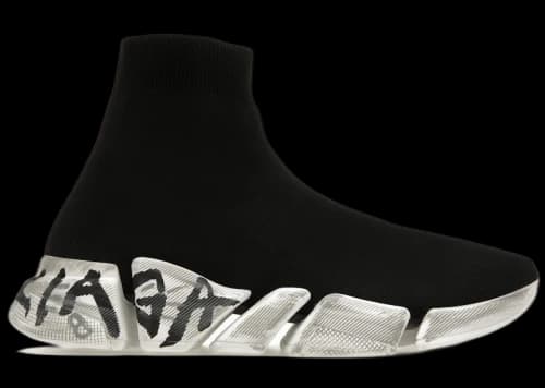 Balenciaga Speed 2.0 Graffiti Recycled Knit Black White