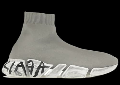 Balenciaga Speed 2.0 Graffiti Recycled Knit Grey White