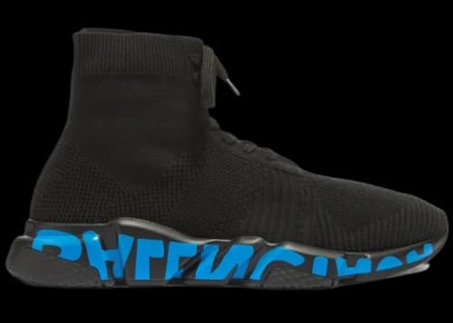 Balenciaga Speed Lace Up Graffiti Black Blue