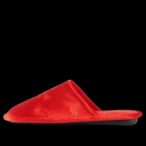 Balenciaga Home Embroidered Velvet Red Slippers