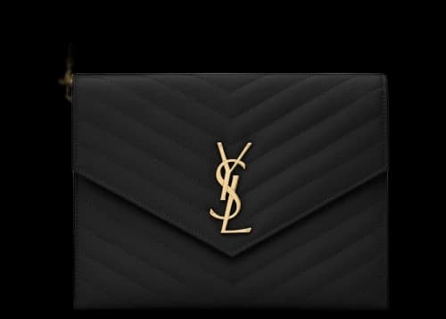 Saint Laurent Cassandre Matelasse Flap Pouch In Quilted Embossed Leather Black