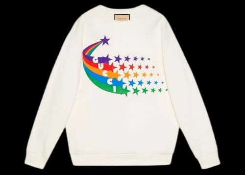 Gucci Shooting Star-Print Sweatshirt White