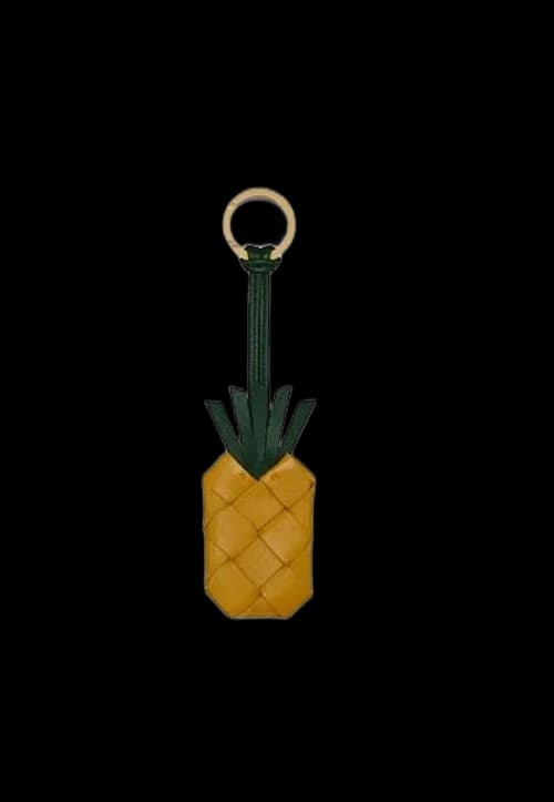Bottega Veneta Intrecciato Pineapple Leather Keychain Yellow/Green