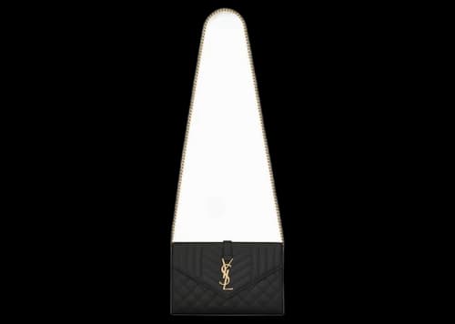 Saint Laurent Monogram Chain Wallet Grain De Poudre Black