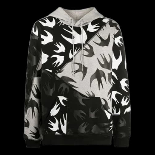McQ Alexander McQueen Swallow Pattern Hooded Long Sleeves Colorblock