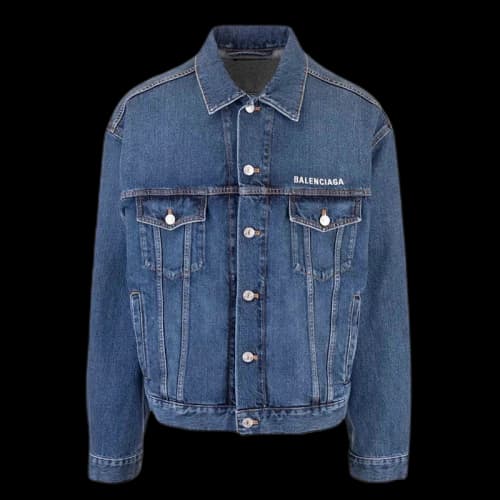 Balenciaga Logo Denim Jacket Blue