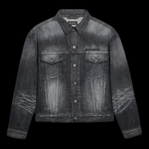 Balenciaga Denim Jacket With Back Logo Large Fit 'Fake Wash Black'