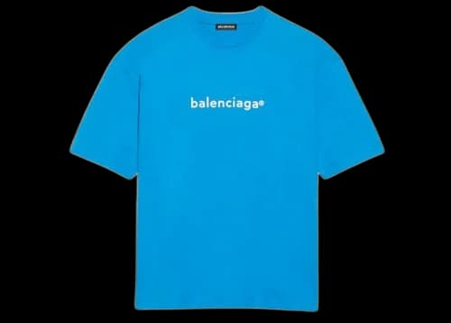 Balenciaga Womens New Copyright Large Fit T-shirt Blue/White