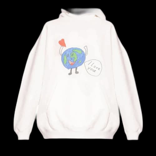 Balenciaga Earth Logo Hoodie 'White'