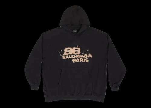 Balenciaga Hand Drawn BB Icon Large Fit Hoodie Black