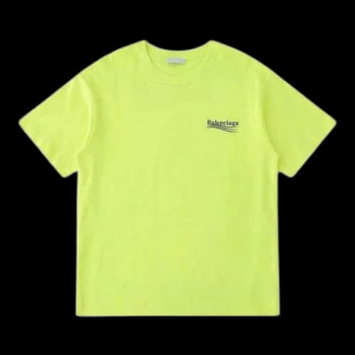 Balenciaga Small Logo Round Neck Short Sleeve Yellow