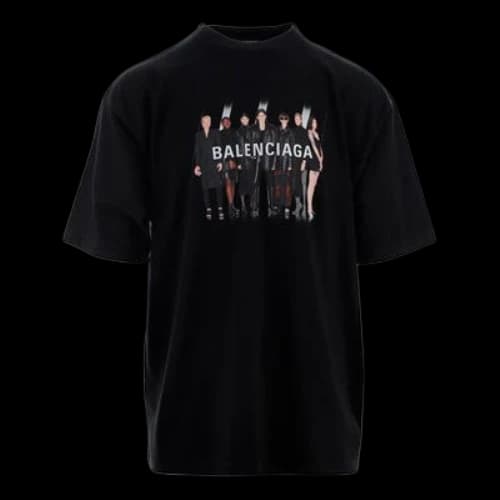 Balenciaga Oversize Logo Printing Retro Shoulder Drop Short Sleeve Black