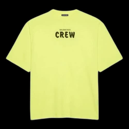 Balenciaga Crew Alphabet Printing Short Sleeve Fluorescent Green