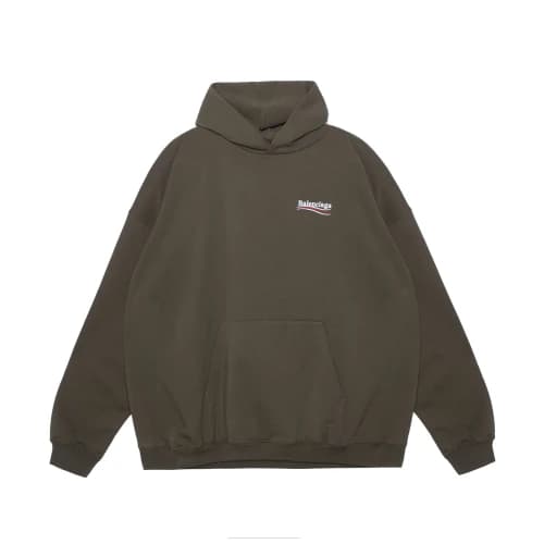 Balenciaga Men's Political Campaign Large Fit Hoodie Kaki
