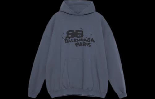 Balenciaga Hand-Drawn BB Icon Hoodie Large Fit 'Blue'