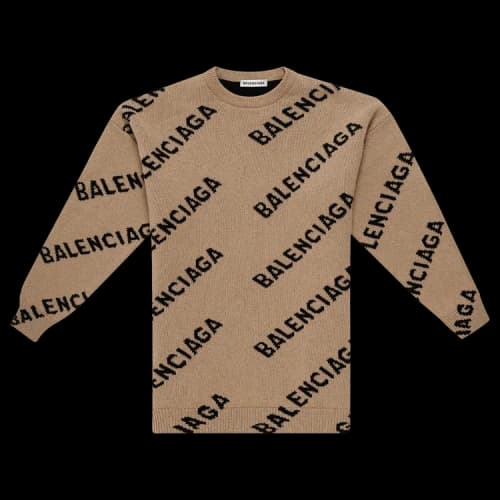 Balenciaga All Over Logo Crewneck 'Beige/Black'