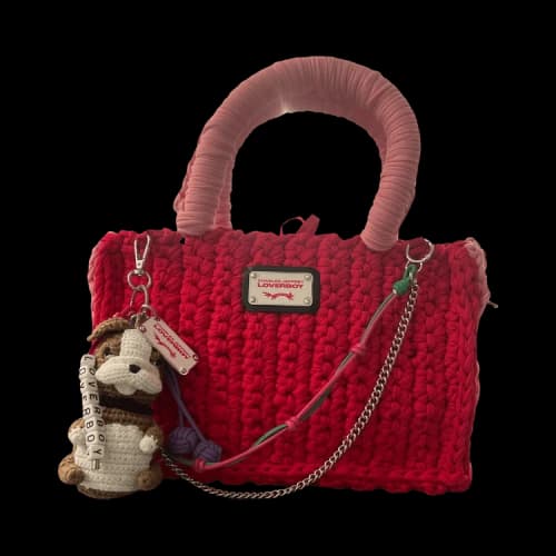 Charles Jeffrey Loverboy Bucket Bag With Bulldog Charm 'Red/Pink'