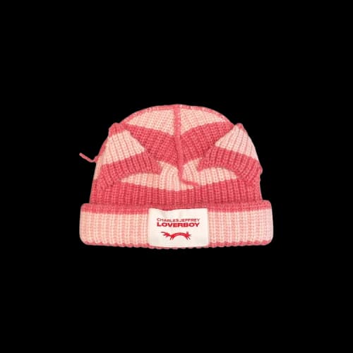 Charles Jeffrey Loverboy Chunky Ears Beanie 'Pink Stripe'