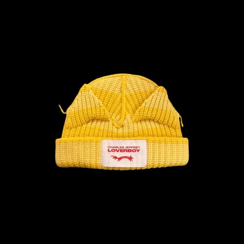 Charles Jeffrey Loverboy Chunky Ears Beanie 'Yellow Stripe'
