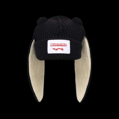Charles Jeffrey Loverboy Chunky Rabbit Beanie 'Black/Ecru'